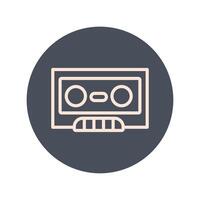 casette retro music block and line icon vector