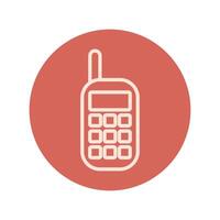 cellphone device block and line icon vector