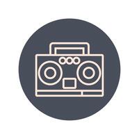 radio music player block and line icon vector