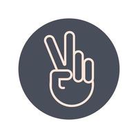 peace and love hand sign block and line icon vector