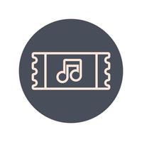 ticket with music note block and line icon vector