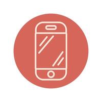 smartphone device block and line icon vector