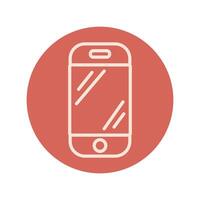 smartphone device block and line icon vector