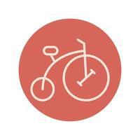 retro bicycle block and line icon vector