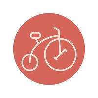 retro bicycle block and line icon vector