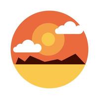 desert landscape with mountains scene flat style icon vector