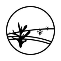 desert landscape with dry plants line style icon vector