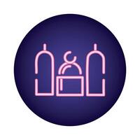 ramadam kareem temple neon light style icon vector