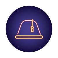 icono de estilo de luz de neón de sombrero musulmán vector