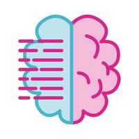 brain human with text line and fill s line and fill style icon vector