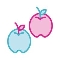 fresh apples fruits line and fill style vector
