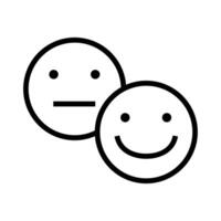 sad and happy emoticons faces line style vector