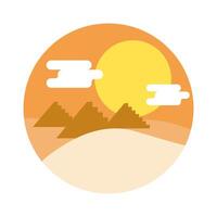 desert with pyramids scene flat style icon vector