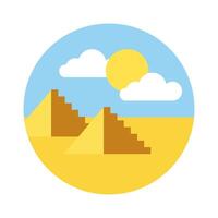 desert with pyramids scene flat style icon vector