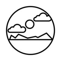 desert landscape with mountains scene line style icon vector