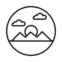 desert with pyramids scene line style icon vector