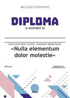 Plantilla de diploma ganador con formas abstractas, líneas y puntos vector