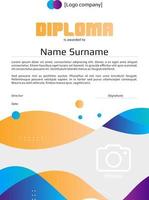 Diploma template with peach and purple and blue gradients with place for photo vector