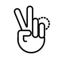 victory hand signal line style vector