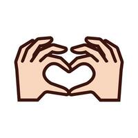 hands taking heart signal line and fill style vector