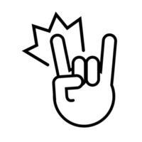 estilo de línea de señal de mano de rock and roll vector