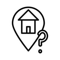 home location with interrogation singn line style icon vector