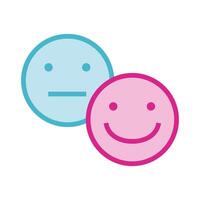 sad and happy emoticons faces line and fill style vector