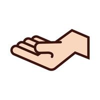 hand receiving line and fill style icon vector