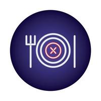 dish with knife and fork neon light style vector