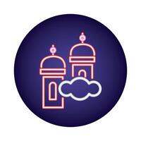 ramadam kareem temple neon light style icon vector