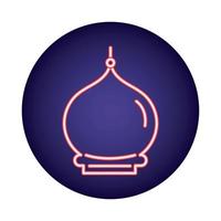 icono de estilo de luz de neón de ramadan kareem cupule vector