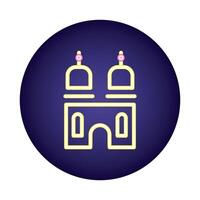 icono de estilo de luz de neón del templo de ramadam kareem vector