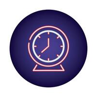 time clock watch neon light style icon vector