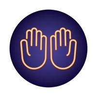 ten hands signal neon light style vector