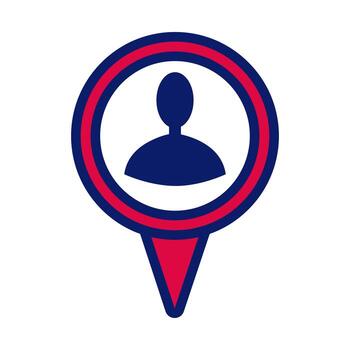 pin pointer location with user silhouette line and fill style icon vector