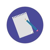 cuaderno con bloque de lápiz e icono de estilo plano vector