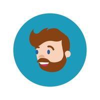 man with beard head block and flat style vector