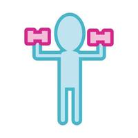 human silhouette lifting dumbbells line and fill style icon vector