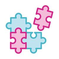 puzzle game pieces line and fill style icon vector