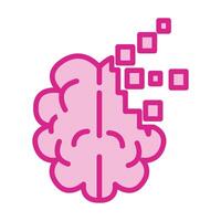 brain human with squares line and fill style icon vector