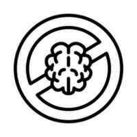 brain human denied symbol line style icon vector
