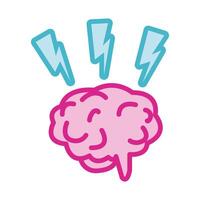 brain human with rays line and fill style icon vector