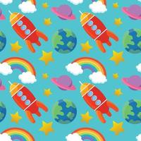 Rocket and rainbow pattern vector