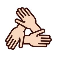 hands human teamwork line and fill style icon vector