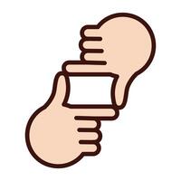 hands taking square signal line and fill style vector