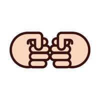 hands bumping fists signal line and fill style vector