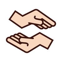 hands signal line and fill style icon vector