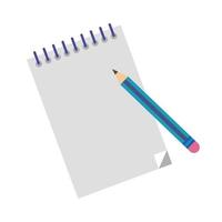 notebook with pencil flat style icon vector