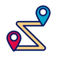 pins pointers location distance line and fill style icon vector