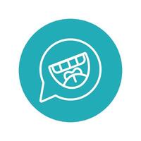 speech bubble with crazy mouth laughing line style icon vector